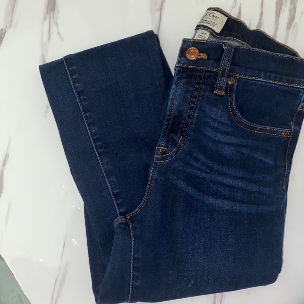 J. Crew 9” High Rise Toothpick Dark Wash Size 26T